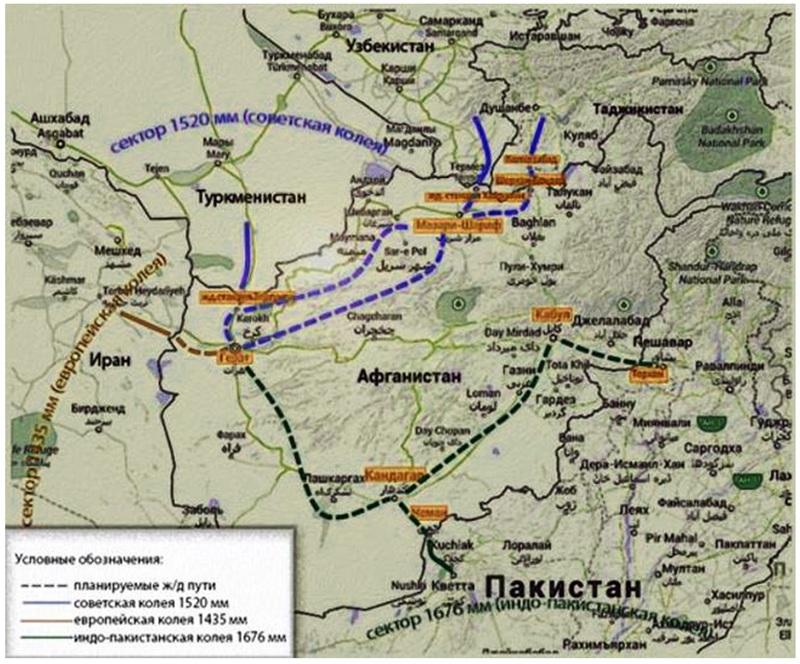 Карта железных дорог Афганистана