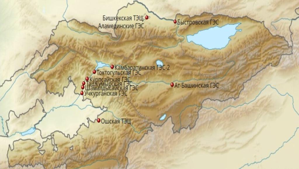 карта: ГЭС на реке Нарын