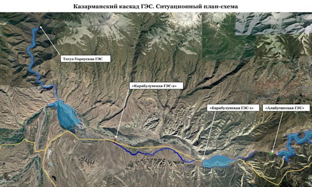 Карта: каскад Казарманских ГЭС 