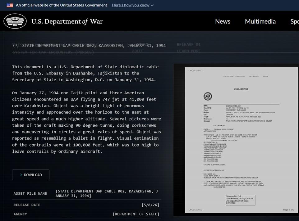 Скрин документа Госдепартамента США, Казахстан, 31 января 1994 г.