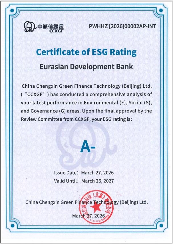 ЕАБР ESG-рейтинг «А-»